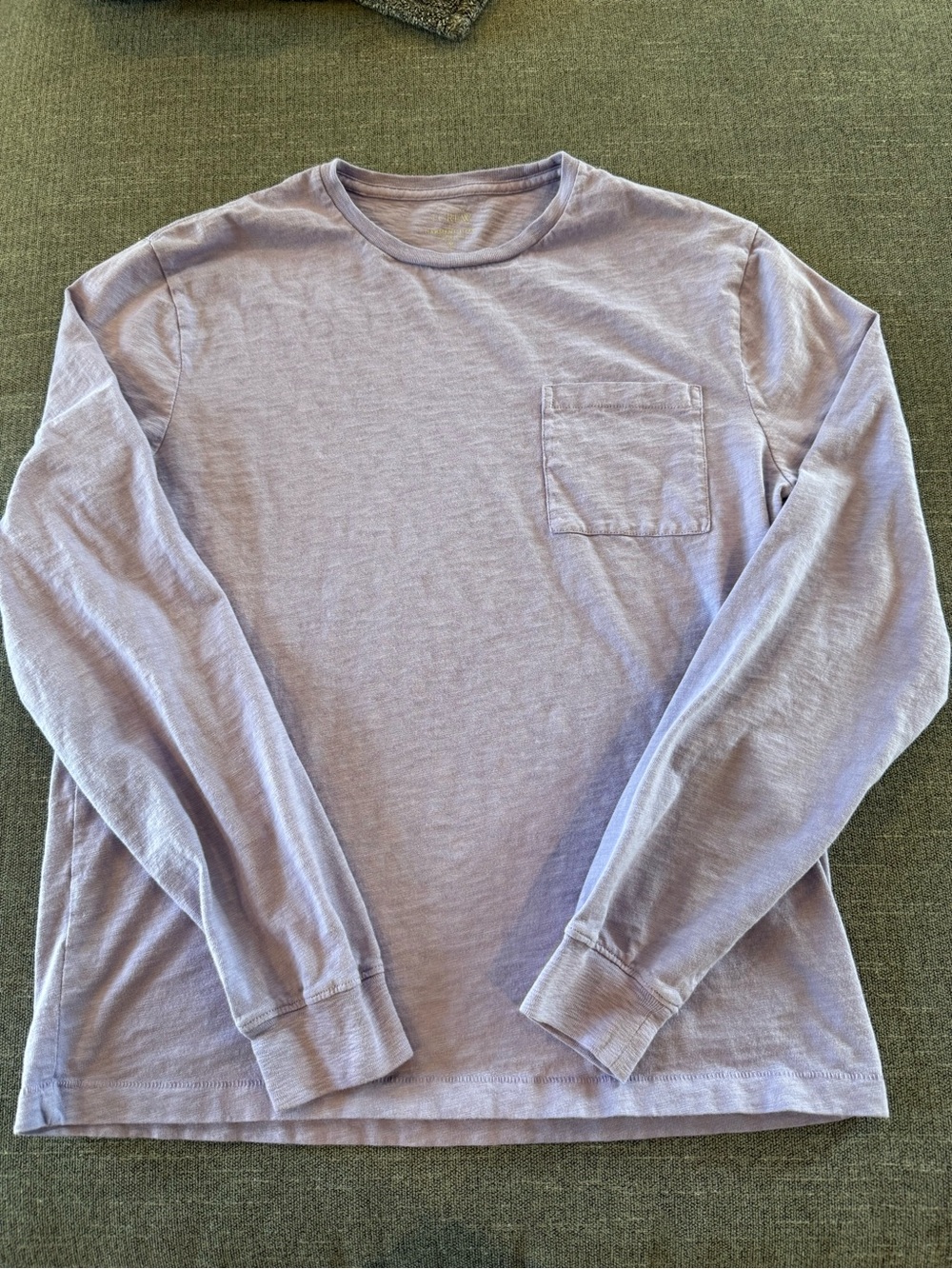 J. Crew Men's Long-Sleeve Pocket Tee in Light Lavender